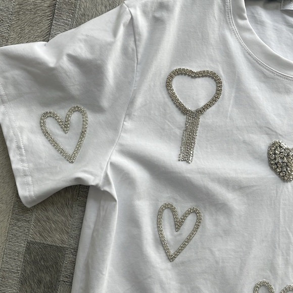 White Heart Embellished w/Bling Stones - Picture 3 of 8
